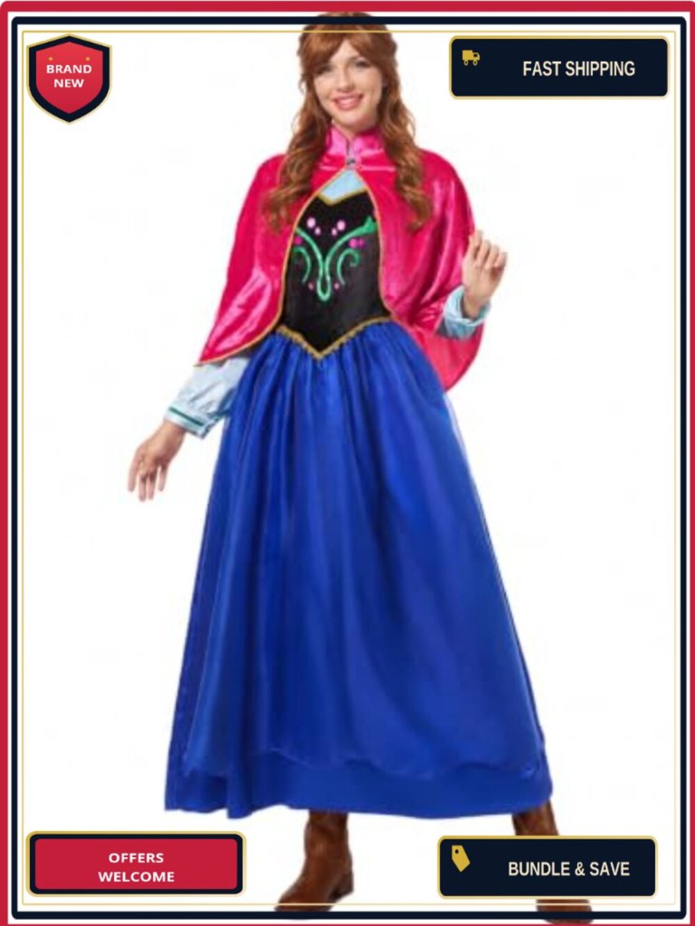 Funna Princess Costume Velvet Cape Long Dress Halloween Cosplay
